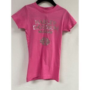 Harley Davidson Museum Girls Pink Short Sleeve Crew Neck Tee Shirt Size XS NWT
